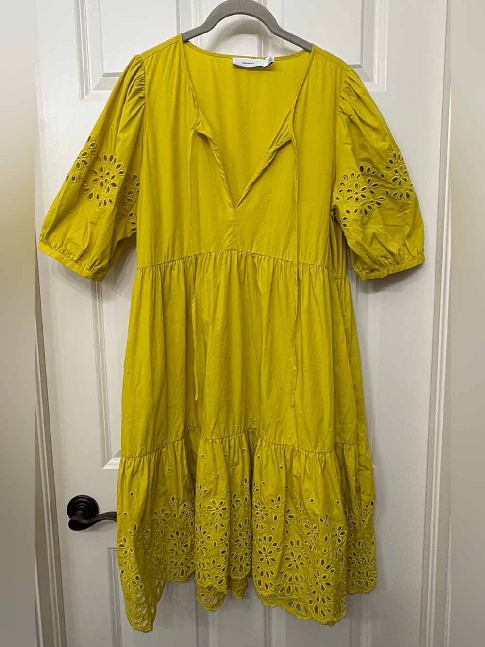 Coach Broderie Anglaise Puff Sleeve Dress, size 10